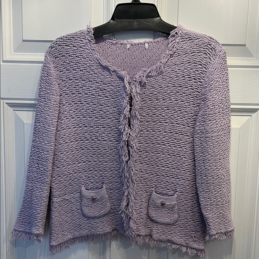 Lavender Fringed Women's Sweater